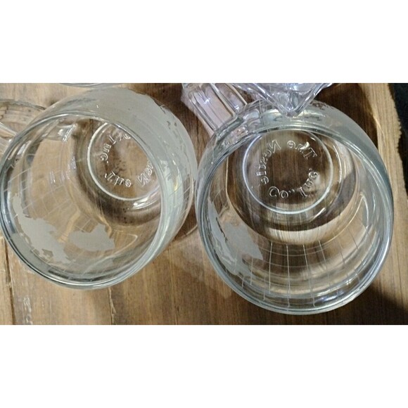 Nestle Nescafe Clear Glass Etched Globe World Coffee Mug-Set Of 4 Vintage - Picture 9 of 10
